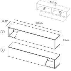 Garnero Arredamenti Mensole E Pensili-Pensile orizzontale 138x29h cm 1 anta tagliata soggiorno Sunset Antracite