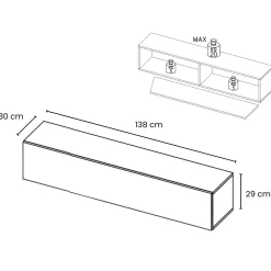 Garnero Arredamenti Mensole E Pensili-Pensile orizzontale 138x29h cm 1 anta reversibile moderno Sunset Beige