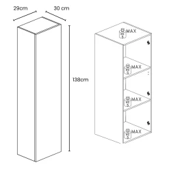 Garnero Arredamenti Mensole E Pensili-Pensile verticale 29x138h cm 1 anta reversibile moderno Sunset Bianco Lucido