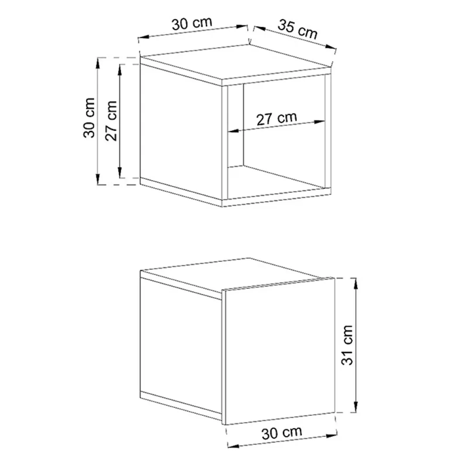 Garnero Arredamenti Mensole E Pensili-Pensile 30x31h cm 1 anta da parete moderno Erice Gihome® Rovere