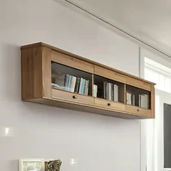 Garnero Arredamenti Mensole E Pensili-Pensile 156x50h cm 3 ante soggiorno rovere scuro Lucca