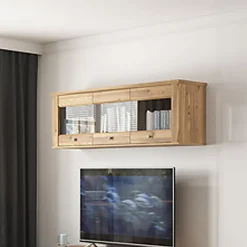 Garnero Arredamenti Mensole E Pensili-Pensile 156x50h cm 3 ante soggiorno rovere scuro Lucca