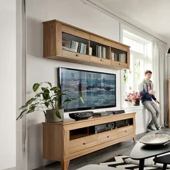 Garnero Arredamenti Mensole E Pensili-Pensile 156x50h cm 3 ante soggiorno rovere scuro Lucca