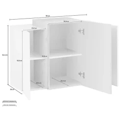 Garnero Arredamenti Mensole E Pensili-Pensile 90x66h cm moderno bianco laccato lucido pero Milos Gihome® Bianco Lucido - Rovere Rustico