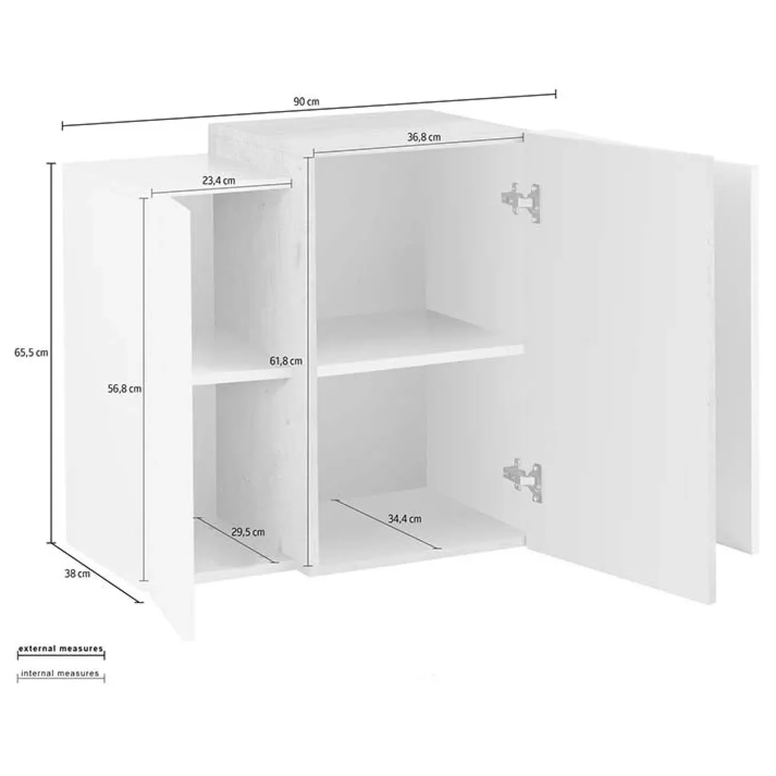Garnero Arredamenti Mensole E Pensili-Pensile 90x66h cm moderno bianco laccato lucido pero Milos Gihome® Bianco Lucido - Rovere Rustico