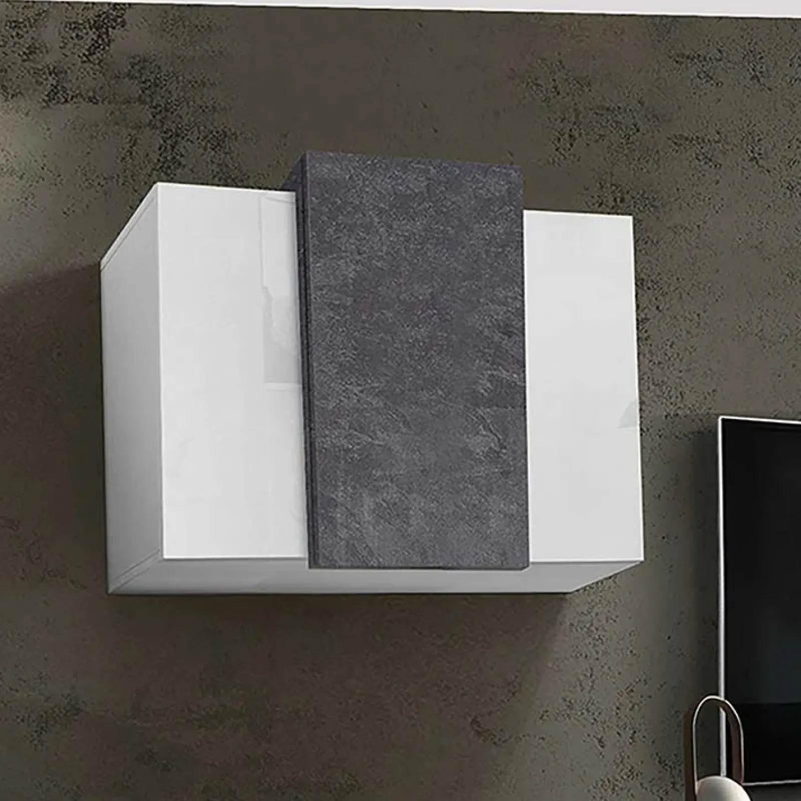 Garnero Arredamenti Mensole E Pensili-Pensile 90x66h cm moderno salotto bianco ossido Milos Gihome® Bianco Lucido - Ossido