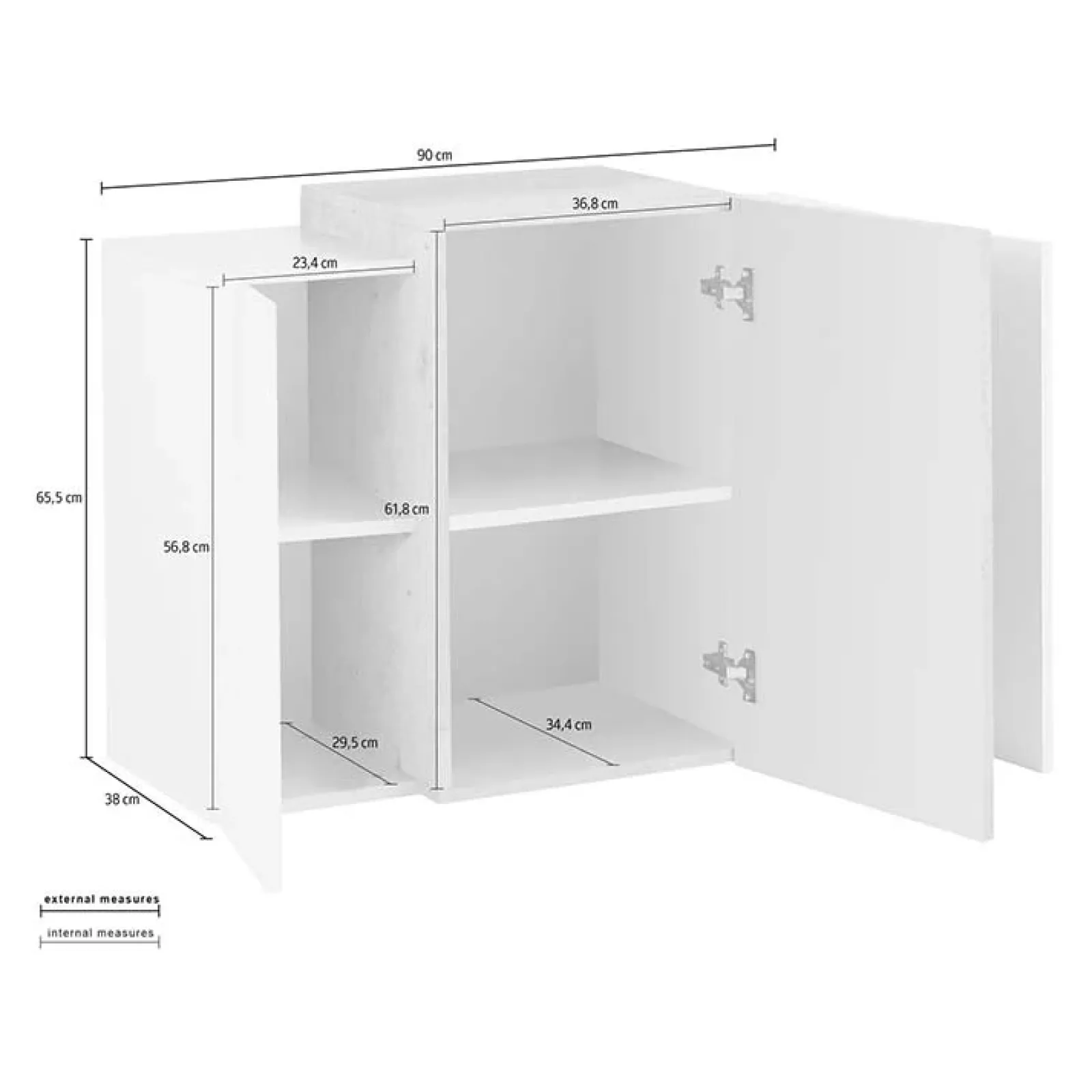 Garnero Arredamenti Mensole E Pensili-Pensile 90x66h cm moderno salotto bianco ossido Milos Gihome® Bianco Lucido - Ossido