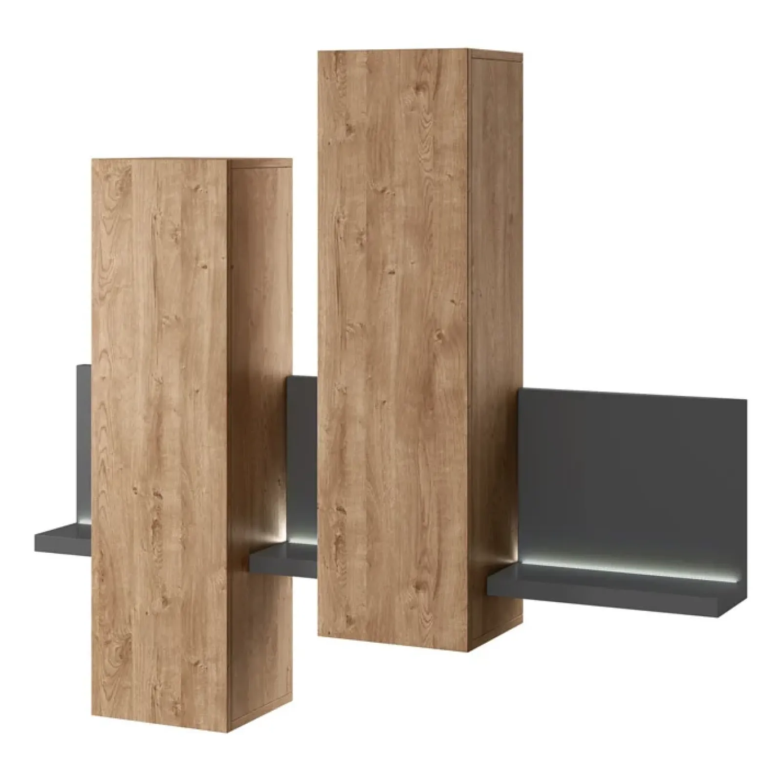 Garnero Arredamenti Mensole E Pensili|Mensole E Pensili-Pensile 152x142h cm per parete attrezzata con mensola rovere antracite Megan Gihome® Rovere - Antracite