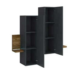 Garnero Arredamenti Mensole E Pensili|Mensole E Pensili-Pensile 152x142h cm per parete attrezzata con mensola antracite spatolato noce Megan Gihome® Noce - Antracite