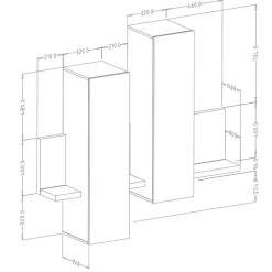 Garnero Arredamenti Mensole E Pensili|Mensole E Pensili-Pensile 152x142h cm per parete attrezzata con mensola antracite spatolato noce Megan Gihome® Noce - Antracite