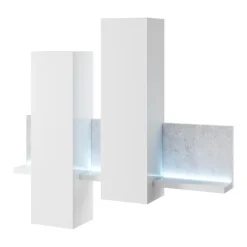 Garnero Arredamenti Mensole E Pensili|Mensole E Pensili-Pensile 150x142h h cm per parete attrezzata con mensola bianco opaco cemento Megan Gihome® Cemento - Bianco opaco