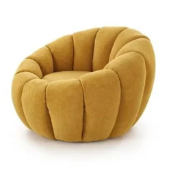 Garnero Arredamenti Poltroncine Imbottite-Poltorona imbottita in tessuto moderna giallo Coccoluna Senape