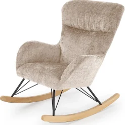 Garnero Arredamenti Poltrone Relax|Poltroncine Imbottite-Poltrona a dondolo imbottita in tessuto Isla Beige