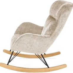 Garnero Arredamenti Poltrone Relax|Poltroncine Imbottite-Poltrona a dondolo imbottita in tessuto Isla Beige