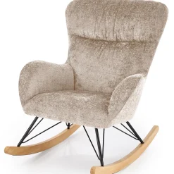 Garnero Arredamenti Poltrone Relax|Poltroncine Imbottite-Poltrona a dondolo imbottita in tessuto Isla Beige