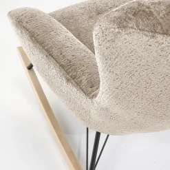 Garnero Arredamenti Poltrone Relax|Poltroncine Imbottite-Poltrona a dondolo imbottita in tessuto Isla Beige