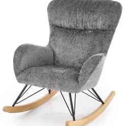 Garnero Arredamenti Poltrone Relax|Poltroncine Imbottite-Poltrona a dondolo imbottita in tessuto Isla Grigio
