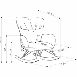 Garnero Arredamenti Poltrone Relax|Poltroncine Imbottite-Poltrona a dondolo imbottita in tessuto Isla Grigio