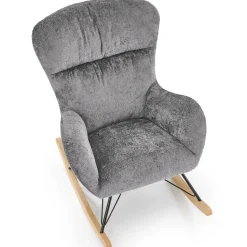 Garnero Arredamenti Poltrone Relax|Poltroncine Imbottite-Poltrona a dondolo imbottita in tessuto Isla Grigio