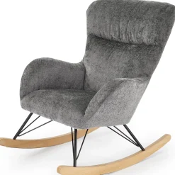 Garnero Arredamenti Poltrone Relax|Poltroncine Imbottite-Poltrona a dondolo imbottita in tessuto Isla Grigio