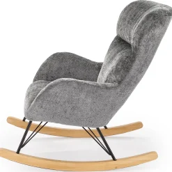 Garnero Arredamenti Poltrone Relax|Poltroncine Imbottite-Poltrona a dondolo imbottita in tessuto Isla Grigio