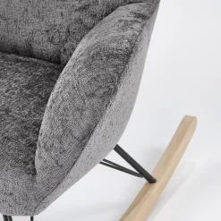 Garnero Arredamenti Poltrone Relax|Poltroncine Imbottite-Poltrona a dondolo imbottita in tessuto Isla Grigio