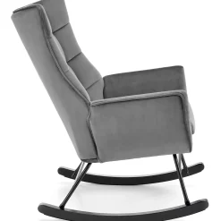 Garnero Arredamenti Poltrone Relax|Poltroncine Imbottite-Poltrona a dondolo relax imbottita in velluto Nanna Grigio