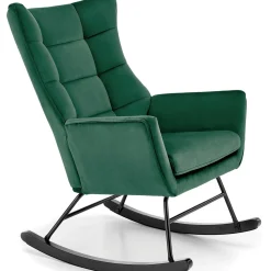 Garnero Arredamenti Poltrone Relax|Poltroncine Imbottite-Poltrona a dondolo relax imbottita in velluto scuro Nanna Verde