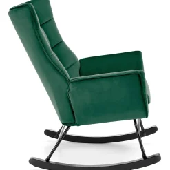 Garnero Arredamenti Poltrone Relax|Poltroncine Imbottite-Poltrona a dondolo relax imbottita in velluto scuro Nanna Verde