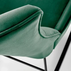 Garnero Arredamenti Poltrone Relax|Poltroncine Imbottite-Poltrona a dondolo relax imbottita in velluto scuro Nanna Verde