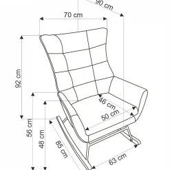 Garnero Arredamenti Poltrone Relax|Poltroncine Imbottite-Poltrona a dondolo relax imbottita in velluto Nanna Beige