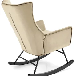 Garnero Arredamenti Poltrone Relax|Poltroncine Imbottite-Poltrona a dondolo relax imbottita in velluto Nanna Beige