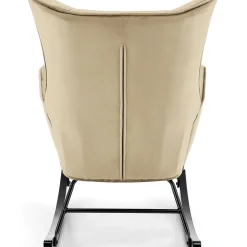 Garnero Arredamenti Poltrone Relax|Poltroncine Imbottite-Poltrona a dondolo relax imbottita in velluto Nanna Beige