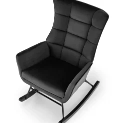 Garnero Arredamenti Poltrone Relax|Poltroncine Imbottite-Poltrona a dondolo relax imbottita in velluto Nanna Nero