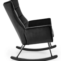 Garnero Arredamenti Poltrone Relax|Poltroncine Imbottite-Poltrona a dondolo relax imbottita in velluto Nanna Nero