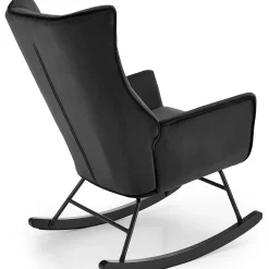 Garnero Arredamenti Poltrone Relax|Poltroncine Imbottite-Poltrona a dondolo relax imbottita in velluto Nanna Nero