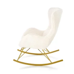 Garnero Arredamenti Poltrone Design|Poltrone Relax-Poltrona a dondolo relax imbottita in tessuto panna oro Spitz Bianco Opaco - Oro