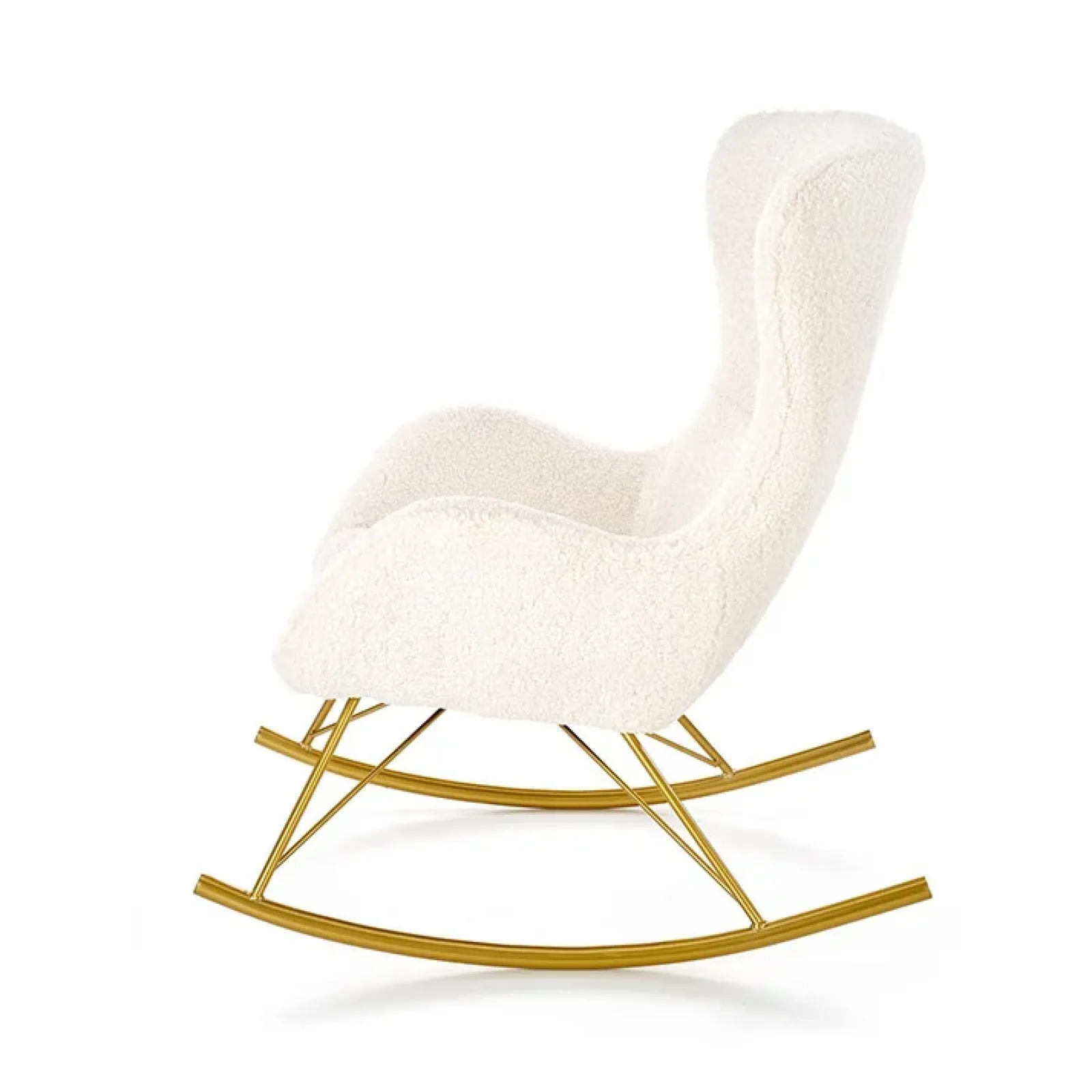 Garnero Arredamenti Poltrone Design|Poltrone Relax-Poltrona a dondolo relax imbottita in tessuto panna oro Spitz Bianco Opaco - Oro