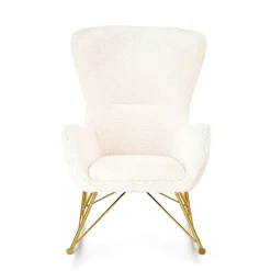 Garnero Arredamenti Poltrone Design|Poltrone Relax-Poltrona a dondolo relax imbottita in tessuto panna oro Spitz Bianco Opaco - Oro