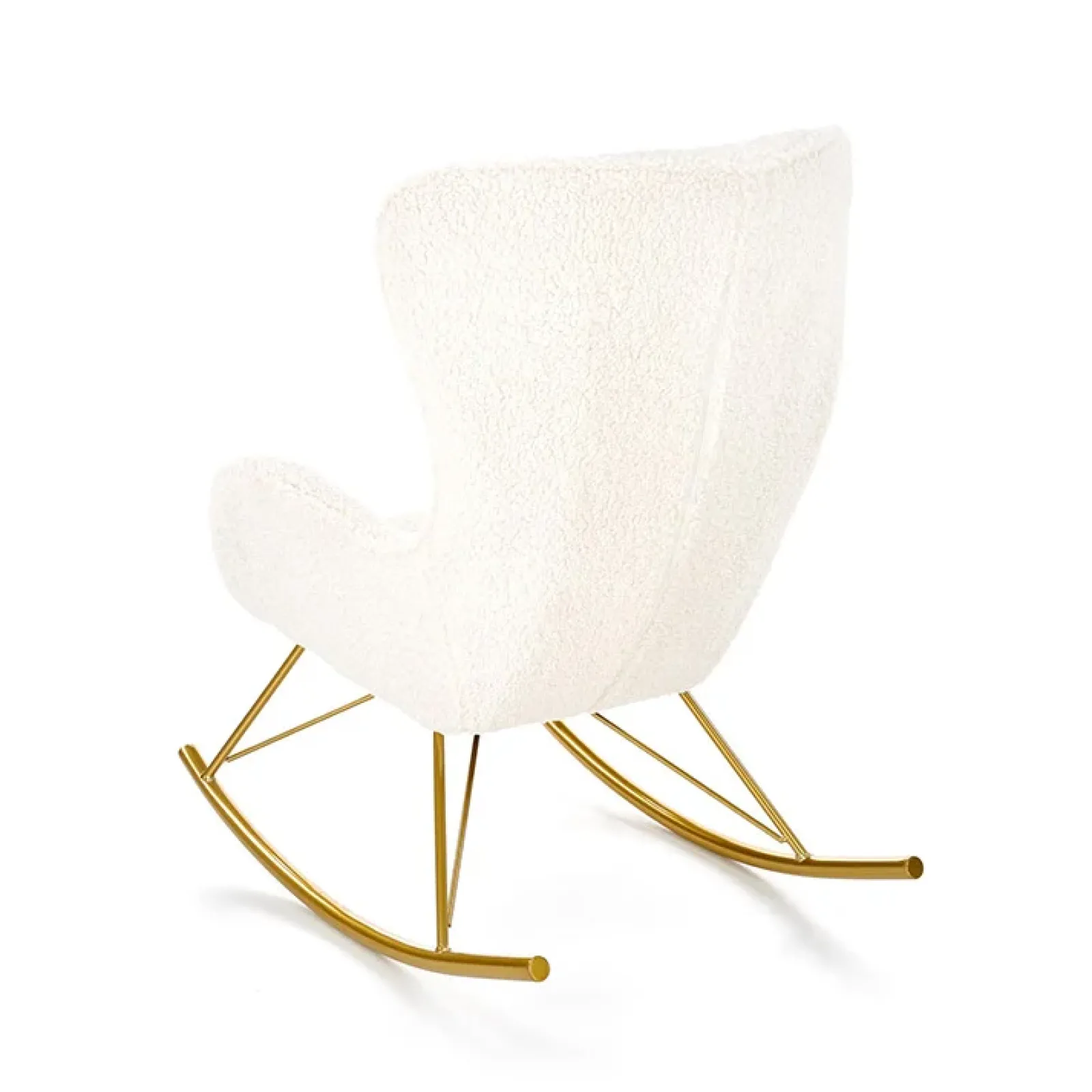 Garnero Arredamenti Poltrone Design|Poltrone Relax-Poltrona a dondolo relax imbottita in tessuto panna oro Spitz Bianco Opaco - Oro