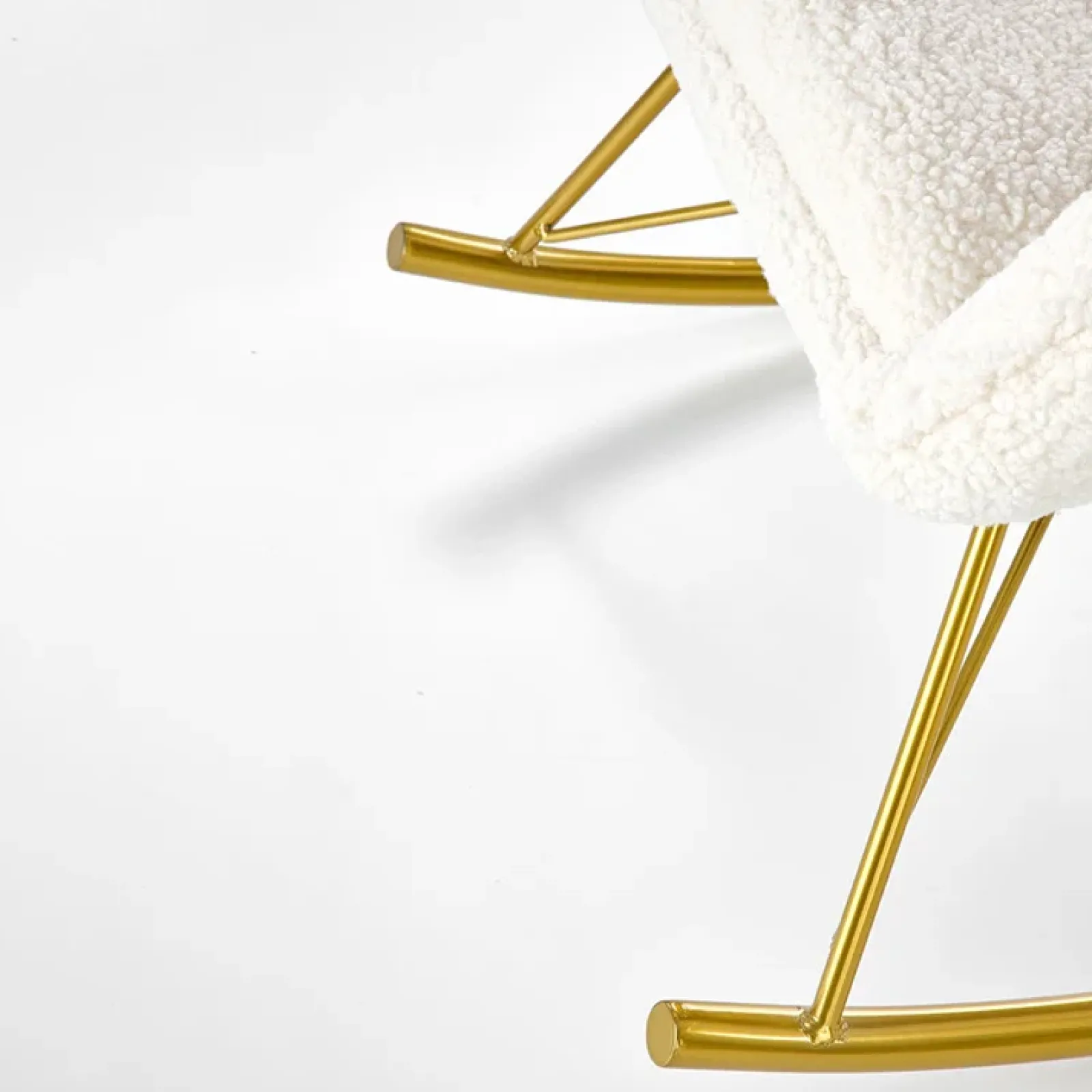 Garnero Arredamenti Poltrone Design|Poltrone Relax-Poltrona a dondolo relax imbottita in tessuto panna oro Spitz Bianco Opaco - Oro