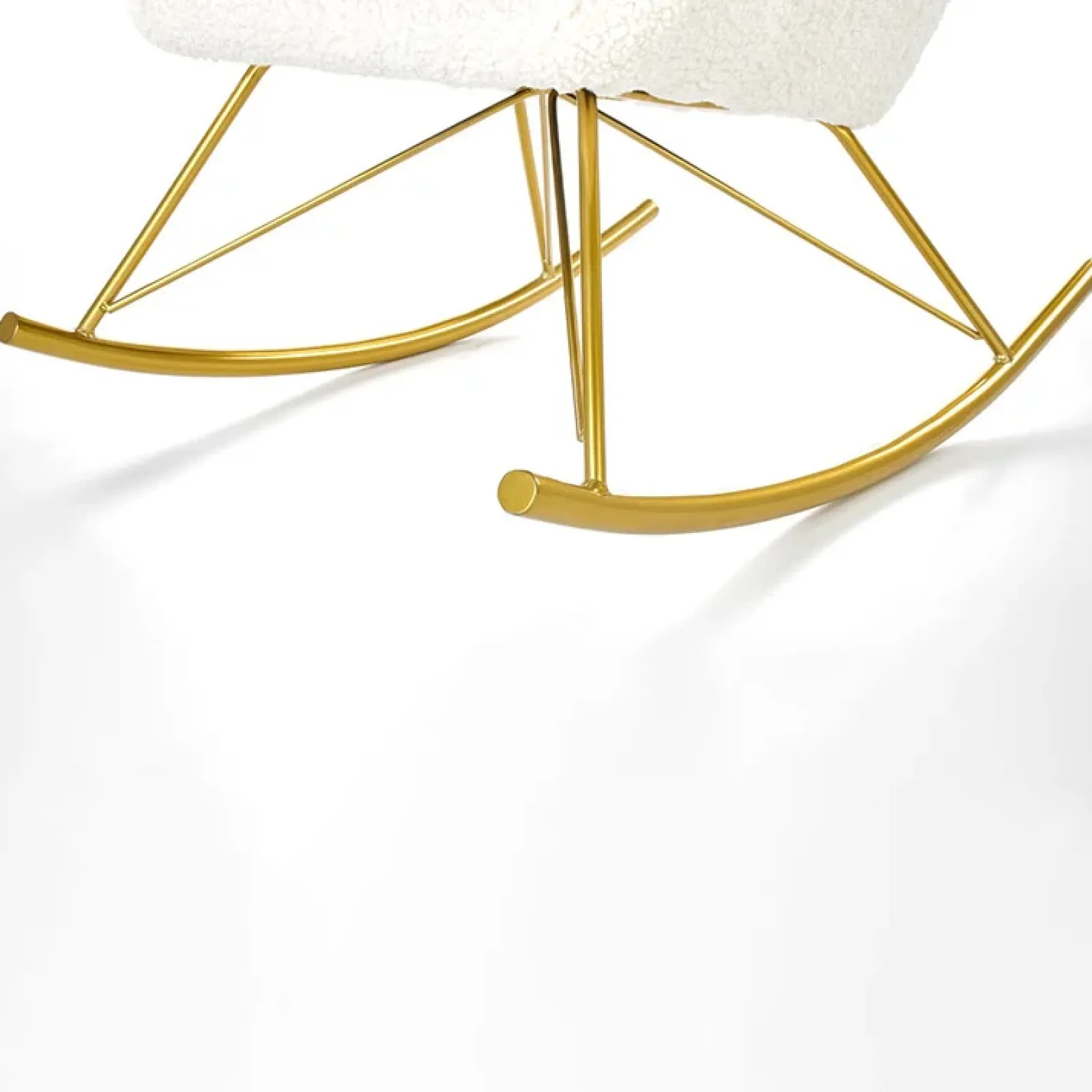 Garnero Arredamenti Poltrone Design|Poltrone Relax-Poltrona a dondolo relax imbottita in tessuto panna oro Spitz Bianco Opaco - Oro