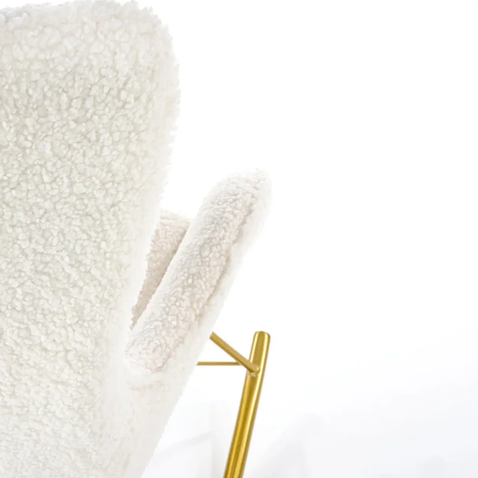 Garnero Arredamenti Poltrone Design|Poltrone Relax-Poltrona a dondolo relax imbottita in tessuto panna oro Spitz Bianco Opaco - Oro