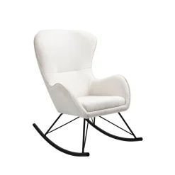 Garnero Arredamenti Poltrone Design|Poltrone Relax-Poltrona a dondolo relax imbottita in tessuto panna nero Spitz Bianco - Nero