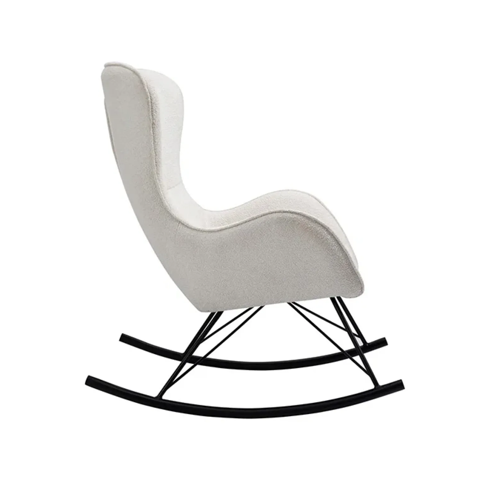 Garnero Arredamenti Poltrone Design|Poltrone Relax-Poltrona a dondolo relax imbottita in tessuto panna nero Spitz Bianco - Nero