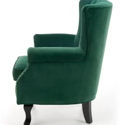 Garnero Arredamenti Poltrone Design|Poltrone Relax-Poltrona classica relax imbottita in velluto verde scuro Mazia Tessuto Vellutino Verde