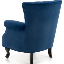 Garnero Arredamenti Poltrone Design|Poltrone Relax-Poltrona classica relax imbottita in velluto blu Mazia Tessuto Velluto Blu