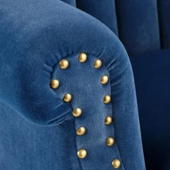 Garnero Arredamenti Poltrone Design|Poltrone Relax-Poltrona classica relax imbottita in velluto blu Mazia Tessuto Velluto Blu