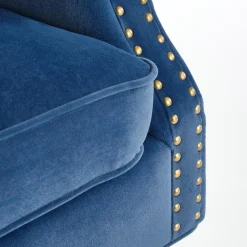 Garnero Arredamenti Poltrone Design|Poltrone Relax-Poltrona classica relax imbottita in velluto blu Mazia Tessuto Velluto Blu