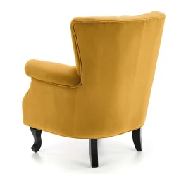 Garnero Arredamenti Poltrone Design|Poltrone Relax-Poltrona classica relax imbottita in velluto Mazia Senape